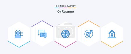 Illustration for Cv Resume 25 Blue icon pack including . science. education. school. education - Royalty Free Image