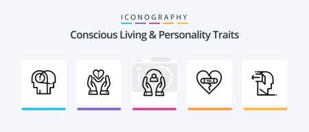 Illustration for Concious Living And Personality Traits Line 5 Icon Pack Including relief. balloon. protection. air. heart. Creative Icons Design - Royalty Free Image