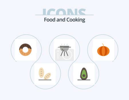 Téléchargez les illustrations : Food Flat Icon Pack 5 Icon Design. . barbecue. vegetable - en licence libre de droit