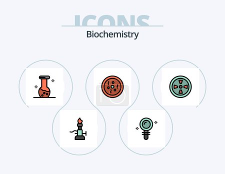 Téléchargez les illustrations : Ligne de biochimie rempli Icône Pack 5 Icône Design. chimie. biologie. biologie. biochimie. laboratoire - en licence libre de droit