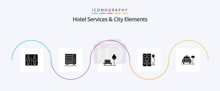 Illustration for Hotel Services And City Elements Glyph 5 Icon Pack Including parking. plug. banch . full. mobile - Royalty Free Image