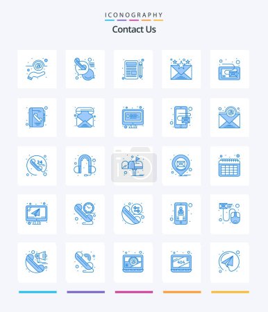 Illustration for Creative Contact Us 25 Blue icon pack  Such As message. email. letter. communication. email - Royalty Free Image