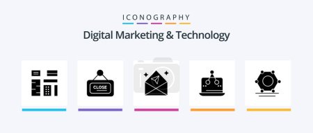 Ilustración de Digital Marketing And Technology Glyph 5 Icon Pack Including platform. marketing. close. digital. open. Creative Icons Design - Imagen libre de derechos