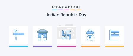 Illustration for Indian Republic Day Blue 5 Icon Pack Including festival. kite. indian. religion. indian. Creative Icons Design - Royalty Free Image