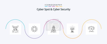 Illustration for Cyber Spot And Cyber Security Line 5 Icon Pack Including prize. award. save. thief. incognito - Royalty Free Image