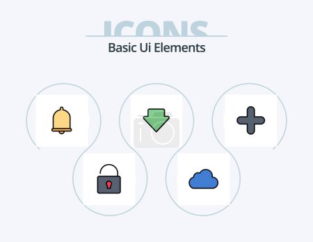 Illustration for Basic Ui Elements Line Filled Icon Pack 5 Icon Design. danger. ineternet. plus. map. world - Royalty Free Image