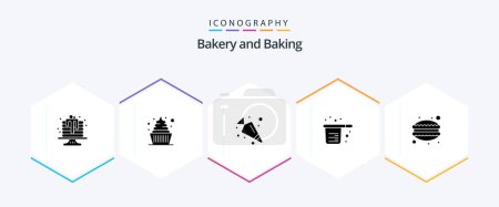 Illustration for Baking 25 Glyph icon pack including dinner. measuring. carrot. cups. cook - Royalty Free Image