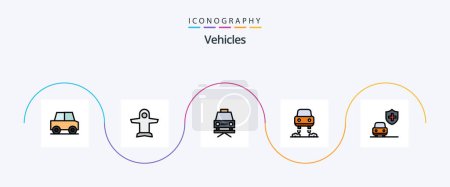 Illustration for Vehicles Line Filled Flat 5 Icon Pack Including . insurance. car. car. flying - Royalty Free Image