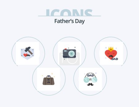Illustration for Fathers Day Flat Icon Pack 5 Icon Design. camera. father. father. dad. hammer - Royalty Free Image