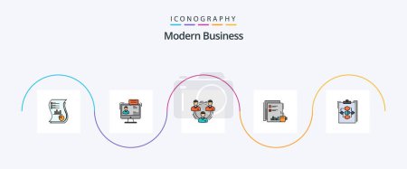 Ilustración de Línea de Negocio Moderna Lleno Piso 5 Icono Pack Incluyendo personas. comunicación. negocios. negocios. en línea - Imagen libre de derechos