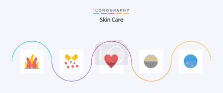 Illustration for Skin Flat 5 Icon Pack Including strength. mineral. omega pills. calcium. skin - Royalty Free Image