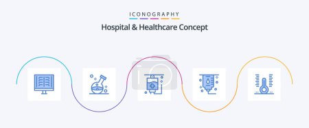 Illustration for Hospital and Healthcare Concept Blue 5 Icon Pack Including thermometer. hospital. laboratory. healthcare. medical - Royalty Free Image