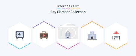 Illustration for City Element Collection 25 Flat icon pack including furniture. diner. trip. travelling. journey - Royalty Free Image