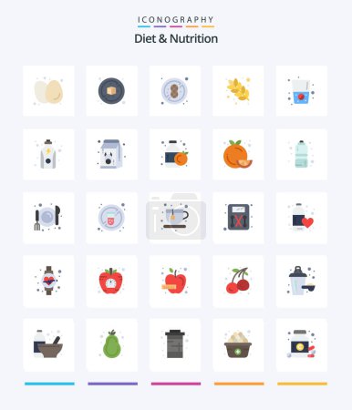 Ilustración de Dieta creativa y nutrición 25 paquete de iconos planos, como la bebida. dieta. dieta. nutrición. alimentos - Imagen libre de derechos