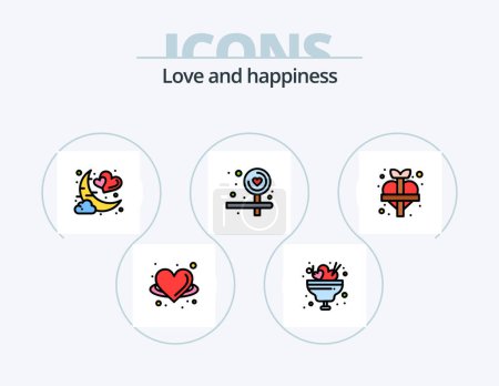 Téléchargez les illustrations : Ligne d'amour rempli Icône Pack 5 Icône Design. fleurs. amour. parfum. coeur. Pâques - en licence libre de droit