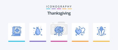 Illustration for Thanksgiving Blue 5 Icon Pack Including autumn. romantic. light. love. tree. Creative Icons Design - Royalty Free Image
