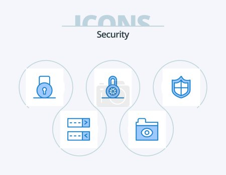 Ilustración de Security Blue Icon Pack 5 Icon Design. . security. protect. firewall. protection - Imagen libre de derechos