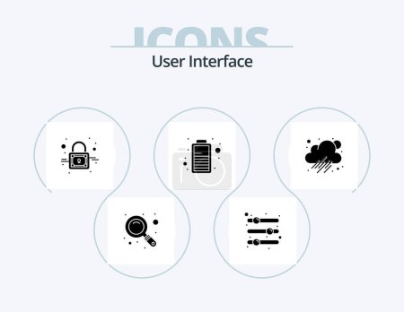 Téléchargez les illustrations : User Interface Glyph Icon Pack 5 Icon Design. weather. cloud. power. battery - en licence libre de droit