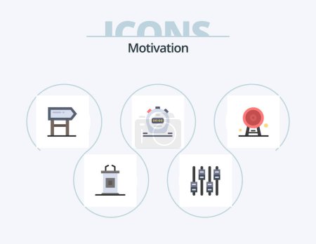 Illustration for Motivation Flat Icon Pack 5 Icon Design. england. direction. watch. timer - Royalty Free Image