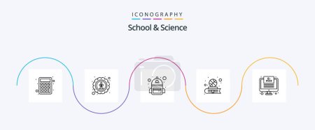 Téléchargez les illustrations : School And Science Line 5 Icon Pack Including online study. sport. bag. study. book - en licence libre de droit