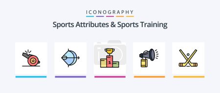 Illustration for Sports Atributes And Sports Training Line Filled 5 Icon Pack Including arrow. aim. stick. goblet. champion. Creative Icons Design - Royalty Free Image
