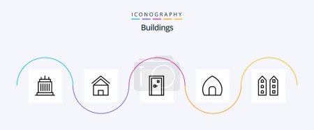 Ilustración de Edificios Línea 5 Icon Pack Incluyendo casa. edificio antiguo. casa. Lleno. puerta - Imagen libre de derechos