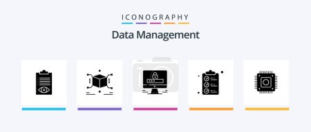 Illustration for Data Management Glyph 5 Icon Pack Including check list . security. jigsaw . lock . computer. Creative Icons Design - Royalty Free Image