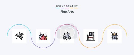 Illustration for Fine Arts Line Filled Flat 5 Icon Pack Including painting. exhibition. cubes. art. scissor - Royalty Free Image