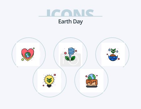 Illustration for Earth Day Line Filled Icon Pack 5 Icon Design. industry. care. ecology. love. earth - Royalty Free Image