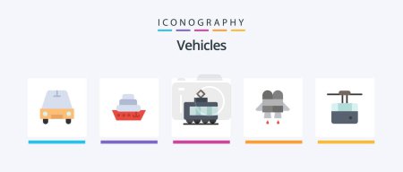 Illustration for Vehicles Flat 5 Icon Pack Including . transport. transport. funicular. Creative Icons Design - Royalty Free Image