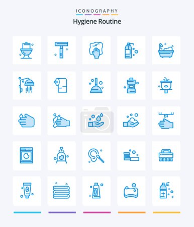 Illustration for Creative Hygiene Routine 25 Blue icon pack  Such As clean. product. cleaning. detergent. scrub - Royalty Free Image