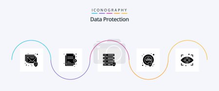 Illustration for Data Protection Glyph 5 Icon Pack Including . scan. data. eye. security - Royalty Free Image