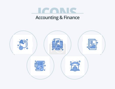 Téléchargez les illustrations : Accounting And Finance Blue Icon Pack 5 Icon Design. money. monitor. economy. kpi. money - en licence libre de droit