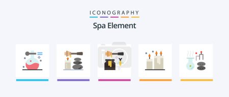 Ilustración de Spa Element Flat 5 Icon Pack Including spa. cosmetics. stones. candles. sweet. Creative Icons Design - Imagen libre de derechos