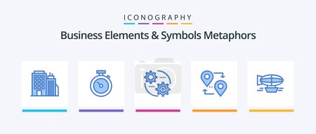 Illustration for Business Elements And Symbols Metaphors Blue 5 Icon Pack Including ballon. travel. control. pointer. location. Creative Icons Design - Royalty Free Image