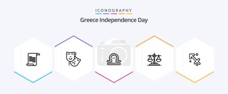 Téléchargez les illustrations : Grèce Independence Day 25 Pack icône de ligne, y compris la Grèce. sagittaire. libra. astrologie. ireland - en licence libre de droit