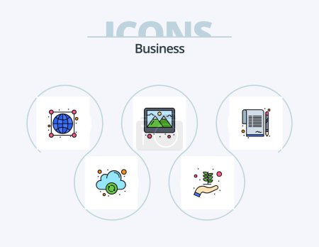 Illustration for Business Line Filled Icon Pack 5 Icon Design. bulb. timer. market. stop watch. agreement - Royalty Free Image