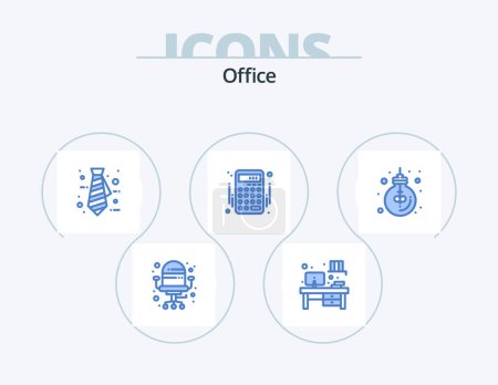 Illustration for Office Blue Icon Pack 5 Icon Design. office. lamp. tie. idea. money - Royalty Free Image