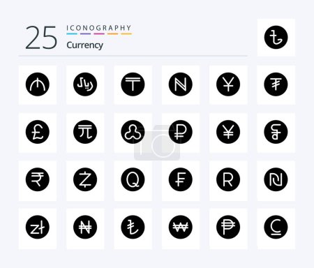 Ilustración de Currency 25 Solid Glyph icon pack including . crypto . blockchain . money - Imagen libre de derechos