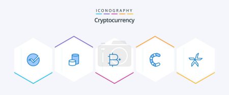 Illustration for Cryptocurrency 25 Blue icon pack including lykke. crypto. add. coin. plus - Royalty Free Image