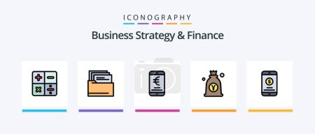 Ilustración de Business Strategy And Finance Line Filled 5 Icon Pack Including holidays. time . mobile money . schedule .. Creative Icons Design - Imagen libre de derechos