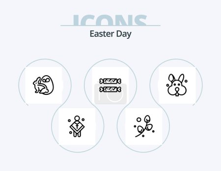 Téléchargez les illustrations : Easter Line Icon Pack 5 Icon Design. egg. easter. hand. candy. easter - en licence libre de droit