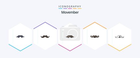 Illustration for Movember 25 Flat icon pack including . - Royalty Free Image