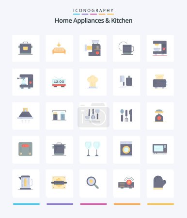 Illustration for Creative Home Appliances And Kitchen 25 Flat icon pack  Such As electric. service. mixer. hotel . tea - Royalty Free Image