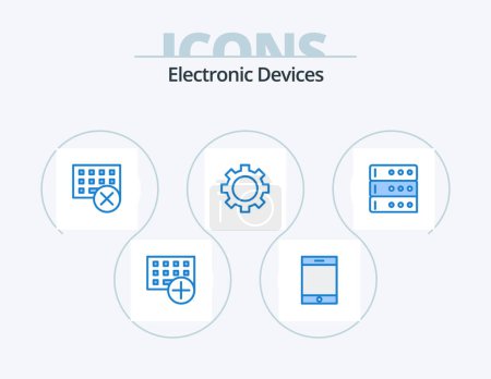 Illustration for Devices Blue Icon Pack 5 Icon Design. data. set. computers. gadget. keyboard - Royalty Free Image