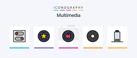 Illustration for Multimedia Line Filled 5 Icon Pack Including . multimedia. eye. stop. multimedia. Creative Icons Design - Royalty Free Image