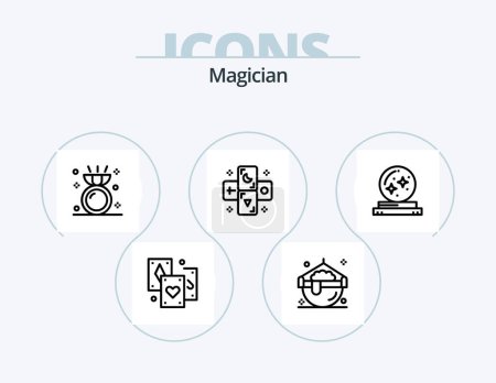 Illustration for Magician Line Icon Pack 5 Icon Design. diamond. magic. western. halloween. transformation - Royalty Free Image