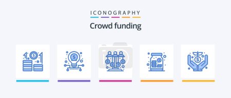 Ilustración de Crowdfunding Blue 5 Icon Pack Including crowd. venture. dollar. money. sponsor investment. Creative Icons Design - Imagen libre de derechos