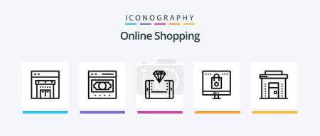 Ilustración de Online Shopping Line 5 Icon Pack Including shopping. payment. advertising. online. marketing. Creative Icons Design - Imagen libre de derechos