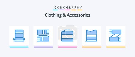 Illustration for Clothing and Accessories Blue 5 Icon Pack Including accessories. fashion. accessories. design. footwear. Creative Icons Design - Royalty Free Image